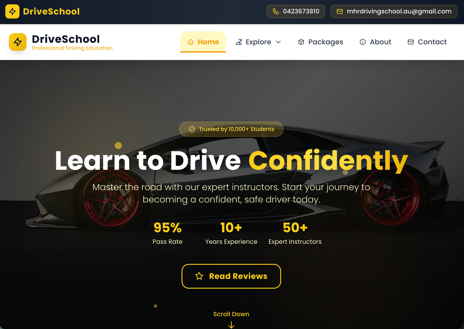 MHR Driving School Website